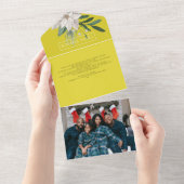 Winterbloemen Joyeux Noël Elegante kerstkaart All In One Uitnodiging (Afscheurbaar)