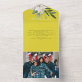 Winterbloemen Joyeux Noël Elegante kerstkaart All In One Uitnodiging (Binnen)