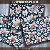 Winterbloemen op zwarte achtergrond voor decoupage inpakpapier vel