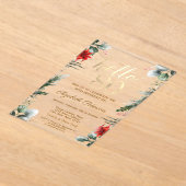 Winterbloemen Poinsettia 80e verjaardag Acryl Uitnodigingen (Laagn)