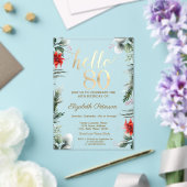 Winterbloemen Poinsettia 80e verjaardag Acryl Uitnodigingen (Insitu (Huwelijk))