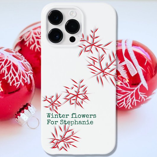 Winterbloemen rood wit feestelijke typografie mode Case-Mate iPhone case