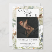Winterbloemen | Rustieke trouwfoto Save The Date (Voorkant)