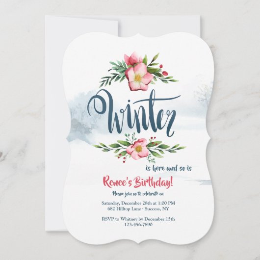 Winterbloemen Uitnodiging (Voorkant)