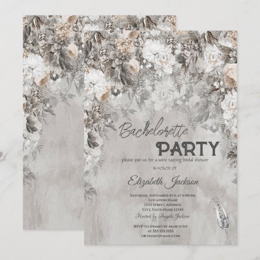 Winterbloemen Wonderland Bachelorette Kaart (Voorkant / Achterkant)