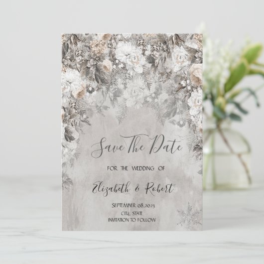 Winterbloemen Wonderland Save the Date (Staand voorkant)