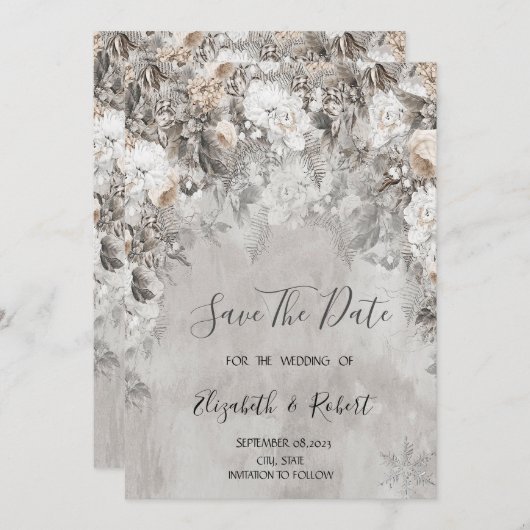 Winterbloemen Wonderland Save the Date (Voorkant / Achterkant)