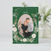 Winterbloemenkrans foto Happy Holiday Kaart (Staand voorkant)