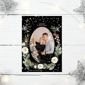 Winterbloemenkrans foto Happy Holiday Kaart