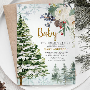 Winterbloemig Baby shower Bosdieren Kaart