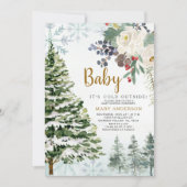 Winterbloemig Baby shower Bosdieren Kaart (Voorkant)