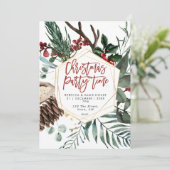 winterbloemige geometrische kerstfeestelijke uitno kaart (Staand voorkant)