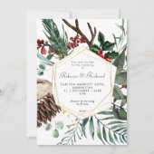 winterbloemige geometrische trouwuitnodiging kaart (Voorkant)