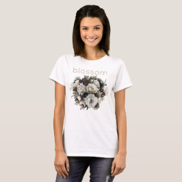 Winterbloesem Conifer Bloemencrème Pioenroosboeket T-shirt