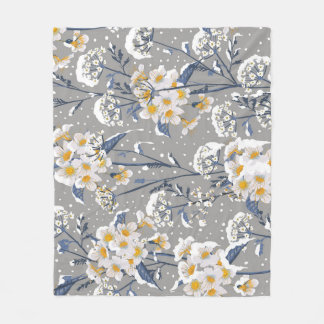 Winterbloesem: Delicaat bloemmotief Fleece Deken