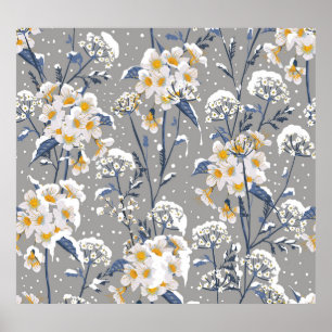 Winterbloesem: Delicaat bloemmotief Poster