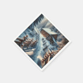 Winterblokhut op een besneeuwde kerstdag servet (Hoek)