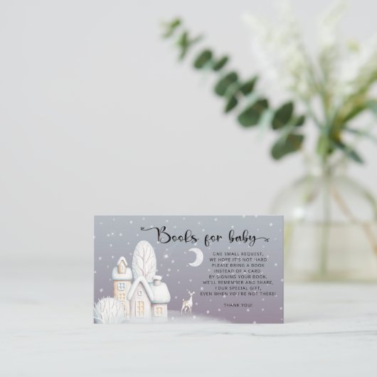 Winterboeken voor Baby shower van baby Informatiekaartje (Staand voorkant)