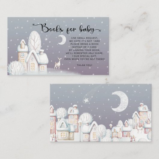 Winterboeken voor Baby shower van baby Informatiekaartje (Voorkant / Achterkant)