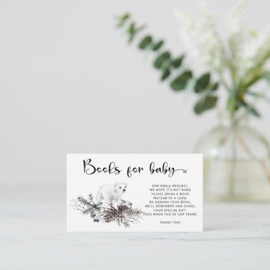 Winterboeken voor het Baby shower van baby Informatiekaartje (Staand voorkant)