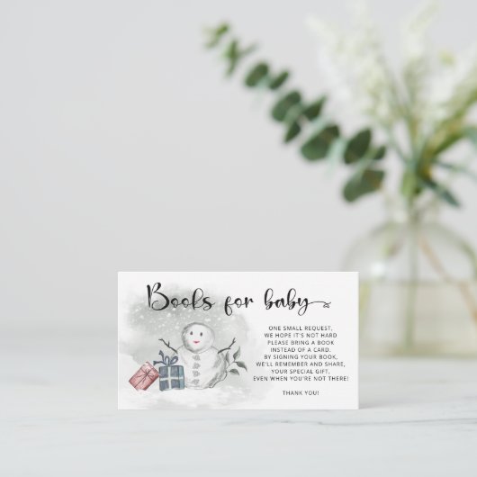 Winterboeken voor het Baby shower van baby Informatiekaartje (Staand voorkant)