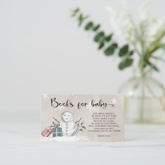 Winterboeken voor het Baby shower van baby Informatiekaartje (Staand voorkant)