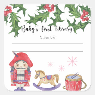 Winterboekenplaat van baby shower, boeken voor bab vierkante sticker