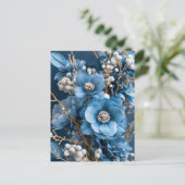Winterboeket in blauw en wit briefkaart (Staand voorkant)