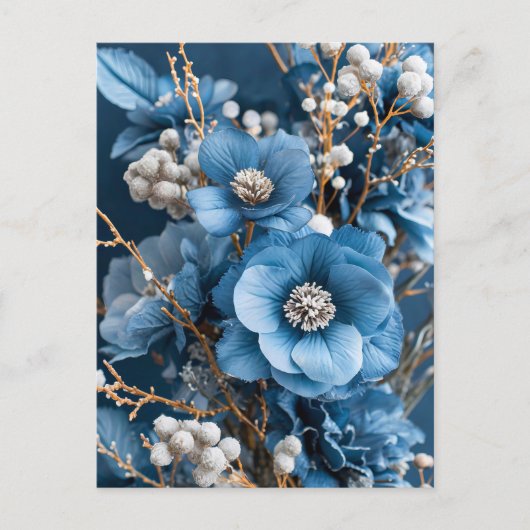 Winterboeket in blauw en wit briefkaart (Voorkant)