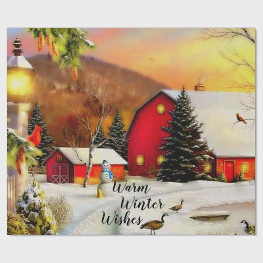 Winterboerderij Cadeaupapier (Vlak)