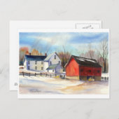 Winterboerderij en Rode Barn Briefkaart (Voorkant / Achterkant)