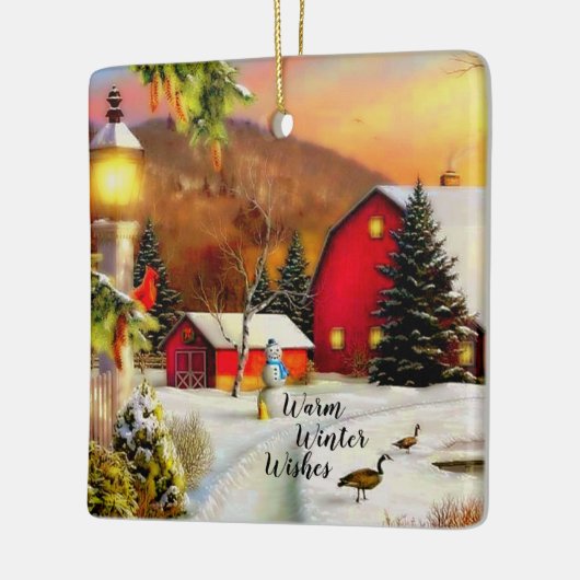 Winterboerderij Keramisch Ornament (Links)