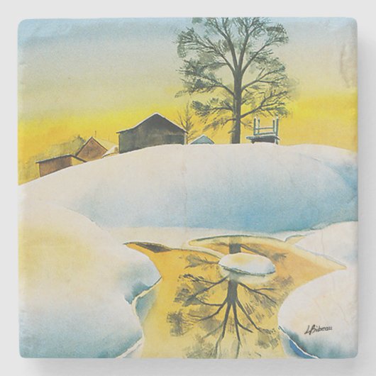 WinterBoerderij Stenen Onderzetter (Voorkant)