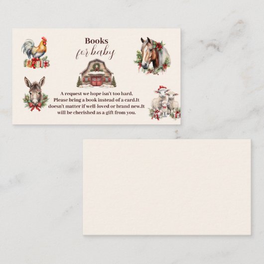 Winterboerderijdieren Kerstboeken voor Baby Informatiekaartje (Voorkant / Achterkant)