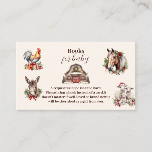 Winterboerderijdieren Kerstboeken voor Baby Informatiekaartje (Voorkant)