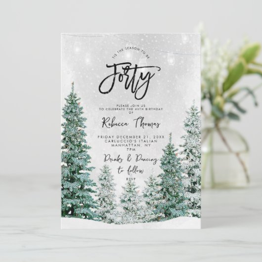 Winterbomen 40e verjaardag uitnodiging (Staand voorkant)