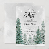 Winterbomen 40e verjaardag uitnodiging (Voorkant / Achterkant)