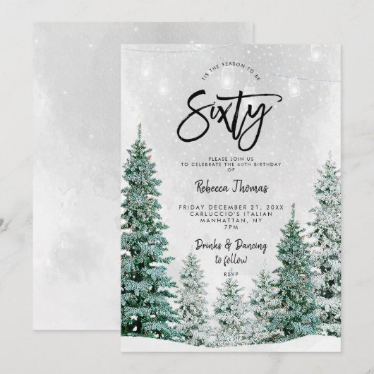 Winterbomen 60e verjaardag uitnodiging (Voorkant / Achterkant)