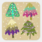 Winterbomen afgeronde vierkante Stickers (Voorkant)