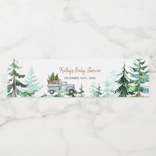 Winterbomen Baby shower Waterflesetiket Waterfles Etiket (Enkel label)