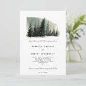 winterbomen berg vakantie bruiloft uitnodiging (Staand voorkant)