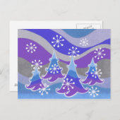 Winterbomen blauw briefkaart (Voorkant / Achterkant)