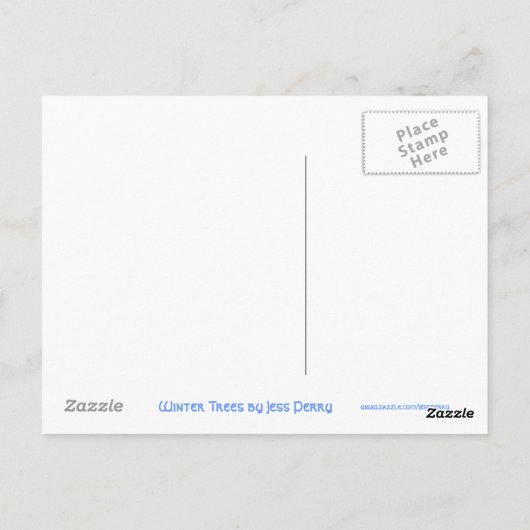 Winterbomen blauw briefkaart (Achterkant)