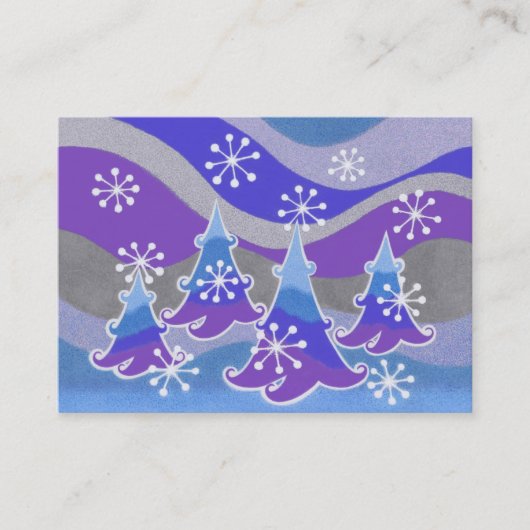 Winterbomen blauw visitekaartje blauw (Voorkant)