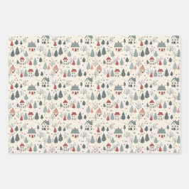 winterbomen bos Girly roze kerst Inpakpapier Vel