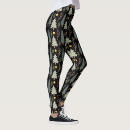 Winterbomen Bos Kerstpatroon Modern Groen Leggings