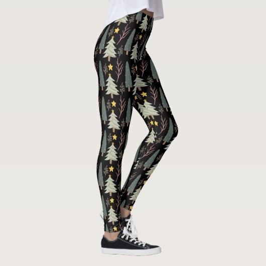 Winterbomen Bos Kerstpatroon Modern Groen Leggings (Rechts)