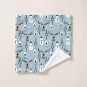 Winterbomen, deers, Beren en sneeuwpoppen Bad Handdoek (Wasdoekje)