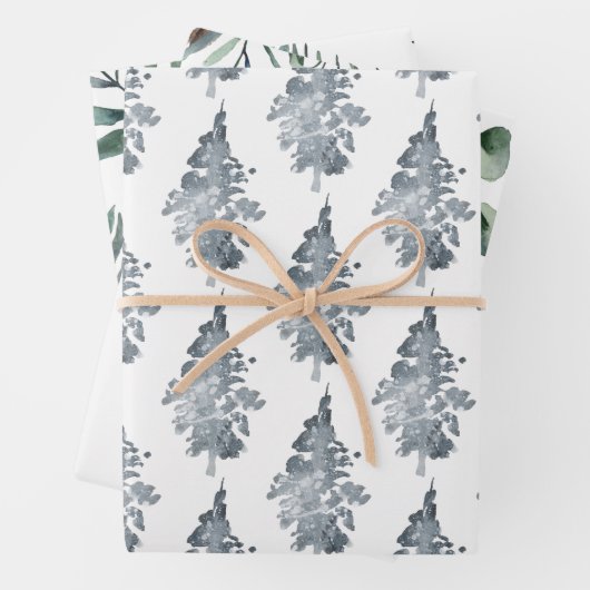 Winterbomen en -bladeren inpakpapier vel (In situ)