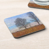 Winterbomen en Boerderijen hekken — Pasture Art Drankjes Onderzetter (Linkerzijde)